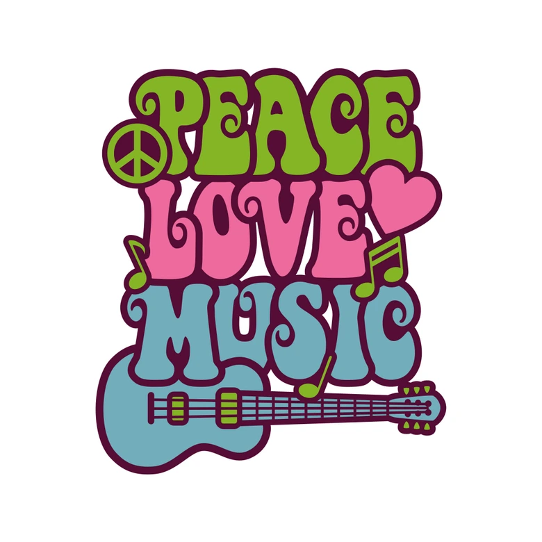 Wandtattoo Peace Love Music 1 