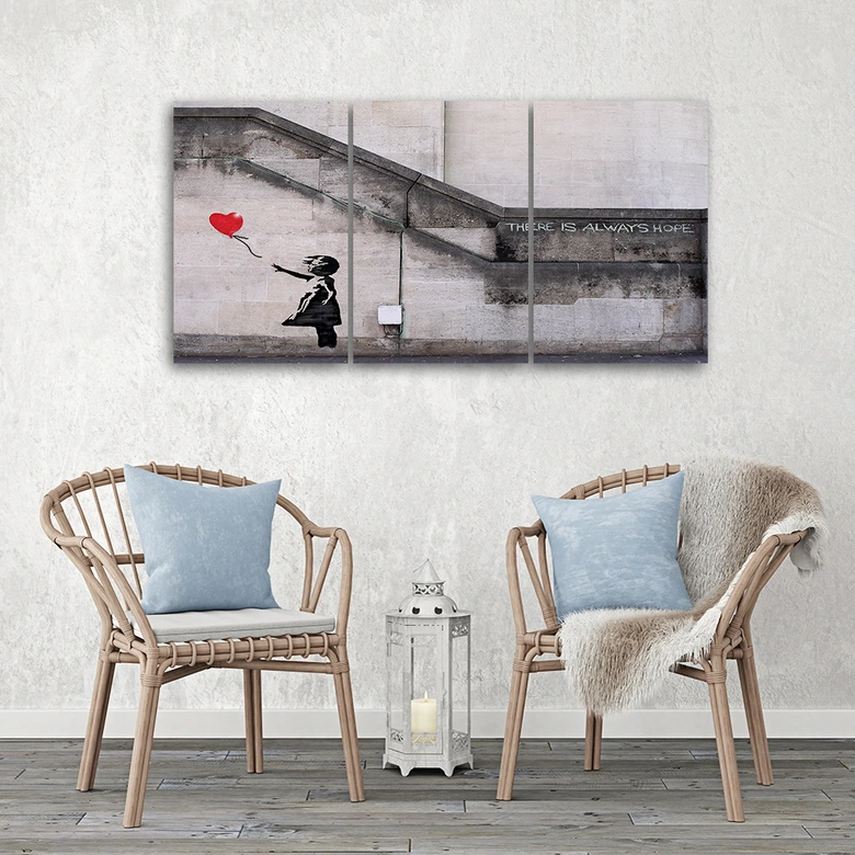 Impression sur toile en 3 parties, Banksy Balloon Girl 