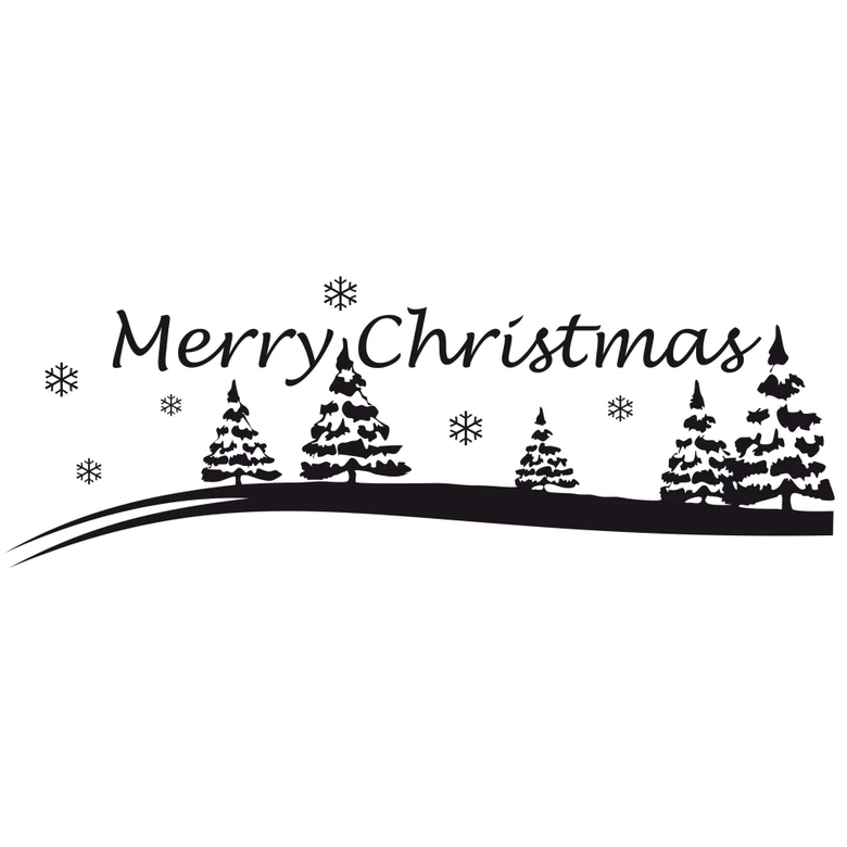 Wandtattoo Merry Christmas Winterlandschaft 
