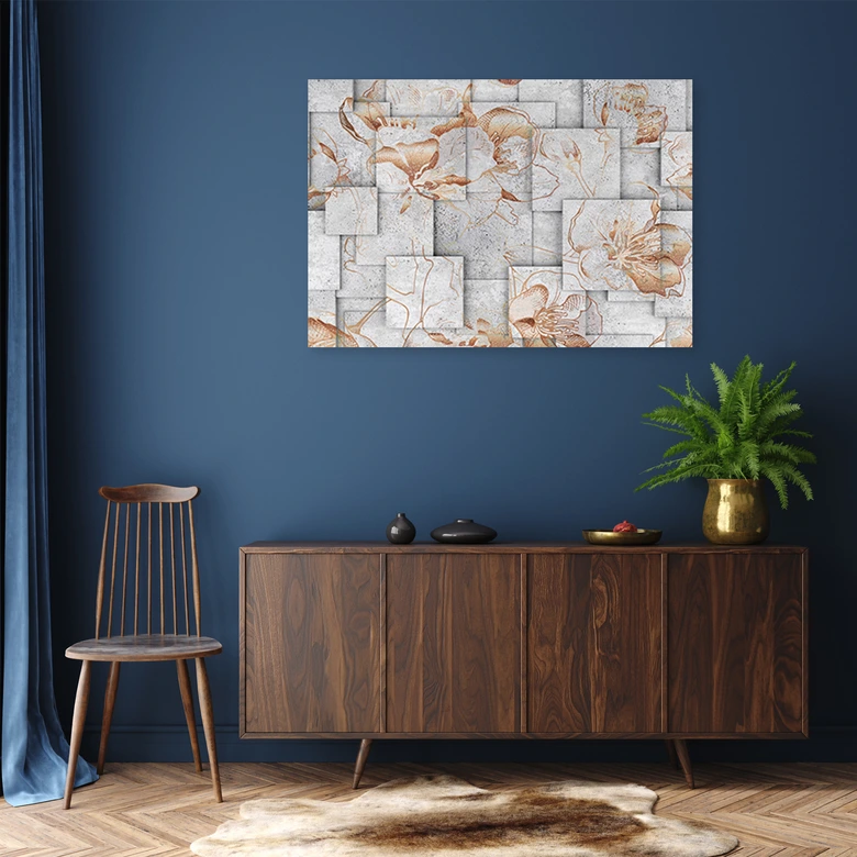 Leinwandbild, Lilien Blumen 3D Hintergrund 