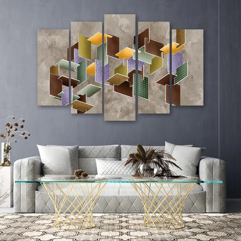 Leinwandbild 5 teilig, 3D -Rätsel 