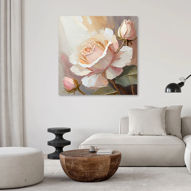 Leinwandbild, Handgemalte Rose 