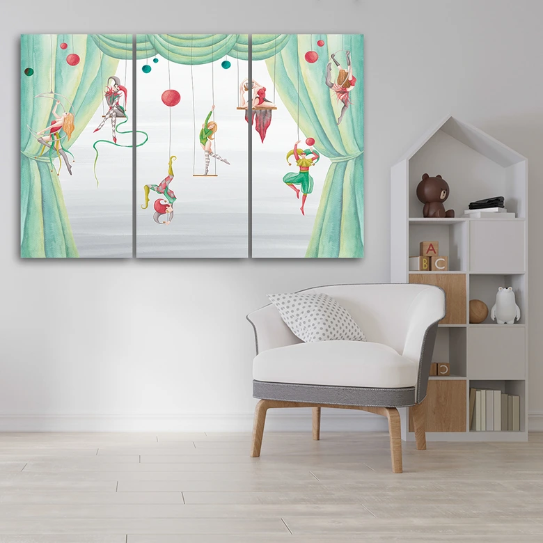Leinwandbild 3 teilig, Zirkusakrobat 