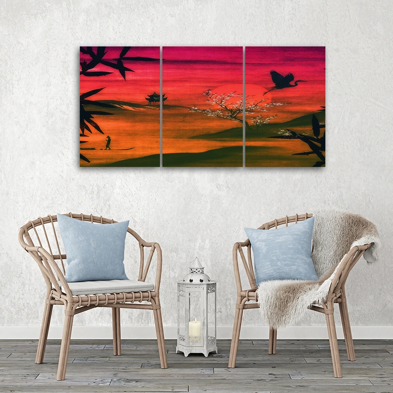 Leinwandbild 3-teilig, Japan Landschaft 