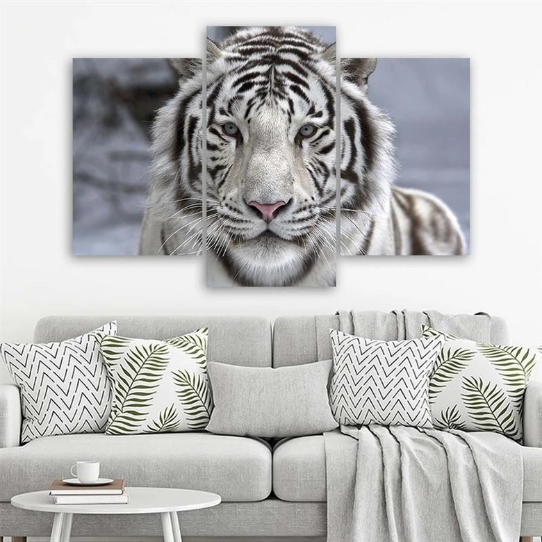 3-delige canvas print tijger wild dier zwart en wit 