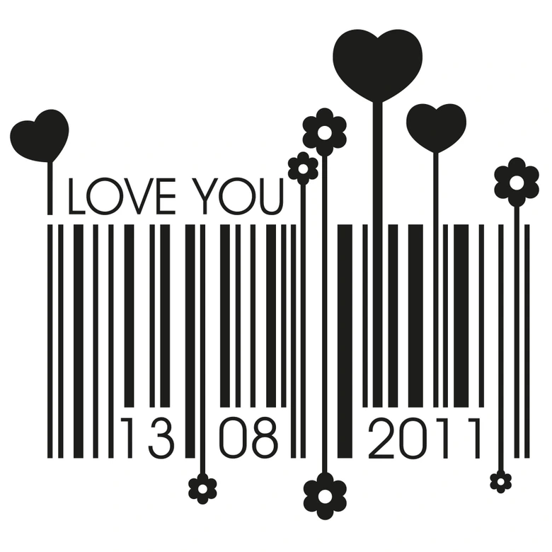 Love Date Barcode Wall Sticker 