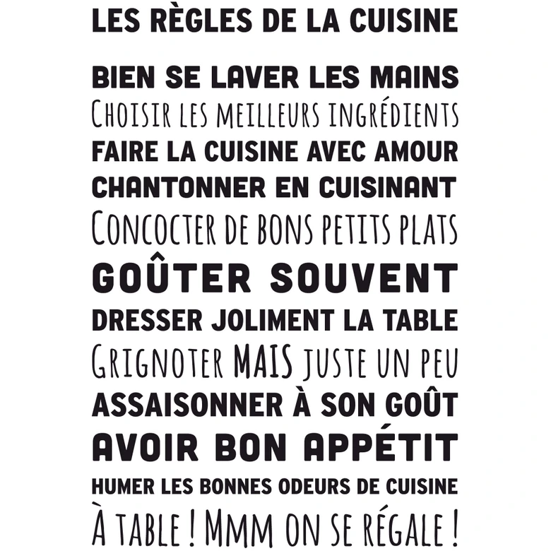 Wandtattoo Les Règles de la cuisine 
