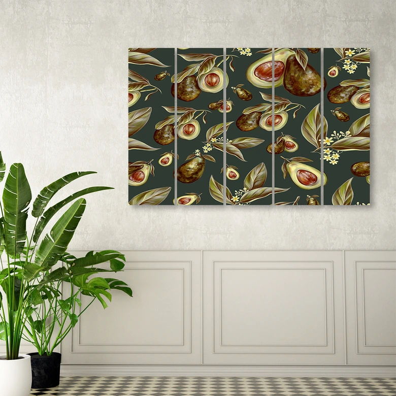Leinwandbild 5 teilig, Avocado -Hälften 