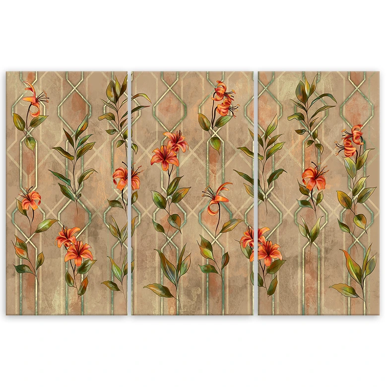 Leinwandbild 3 teilig, Lilia gelbe Blume 