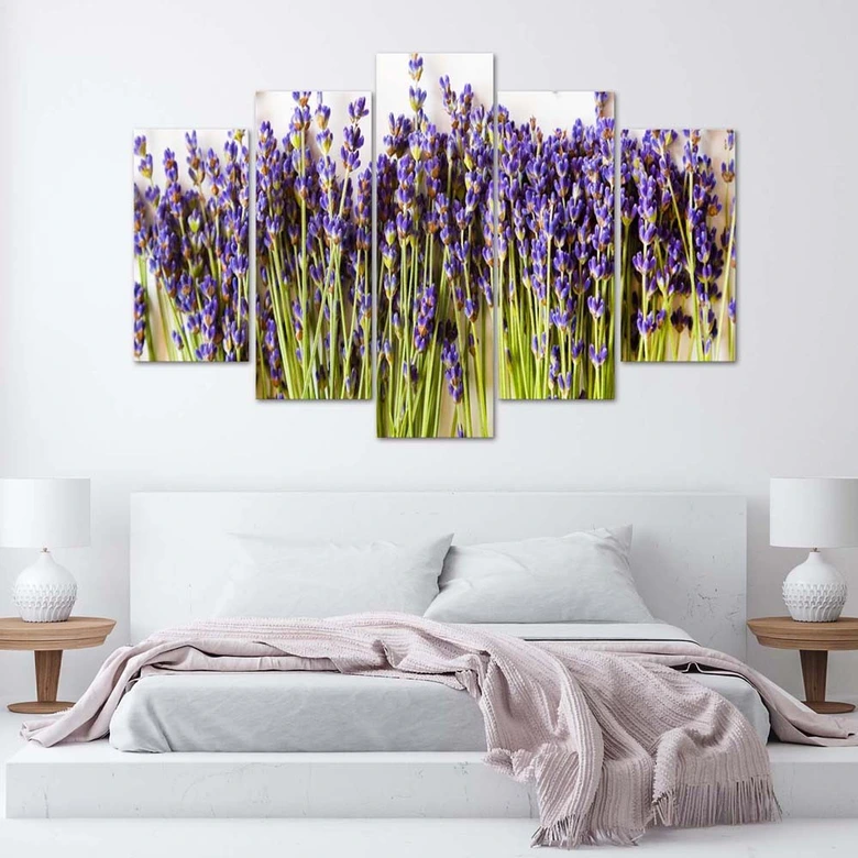Leinwandbild 5 teilig, Lavendelblüten Natur 