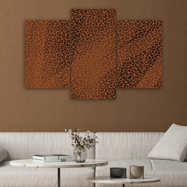 Leinwandbild 3 teilig, Leopard Leopard Pelfpatches Muster 