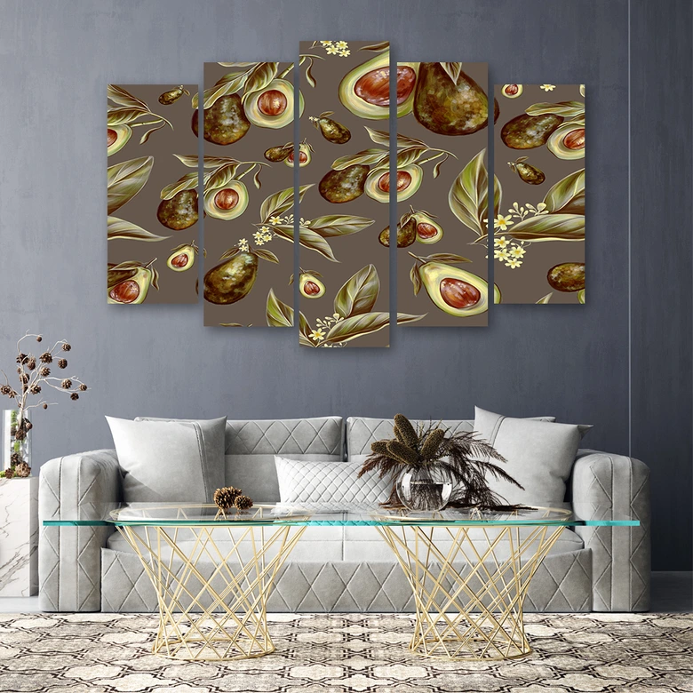 Leinwandbild 5 teilig, Avocado -Hälften 