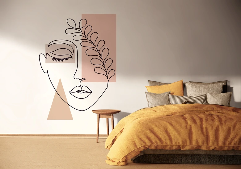 Fototapete mit Grafik, Vliestapete mit Gesichtsgrafik Weiß 2.70 x 1.59 cm 