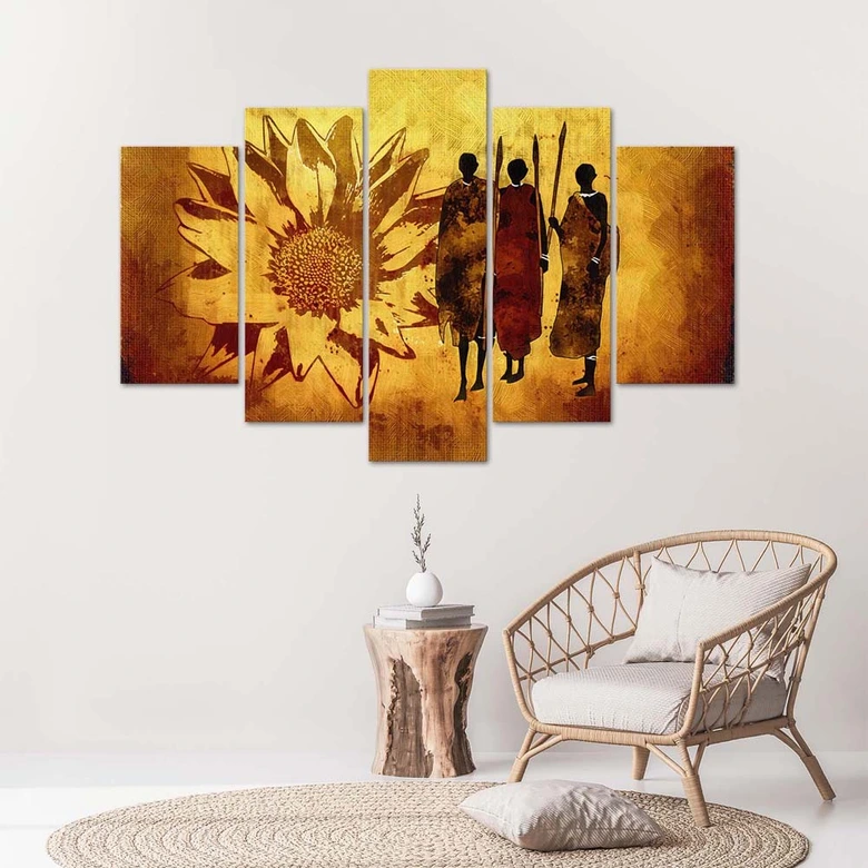 Leinwandbild 5 teilig, Afrika-Krieger 