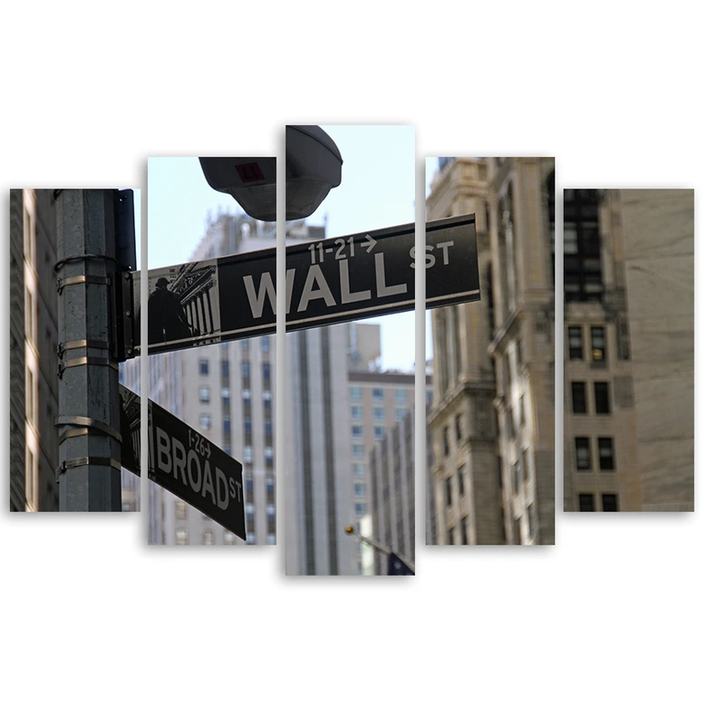 Wandbild 5-teilig, New York Wall Street USA 