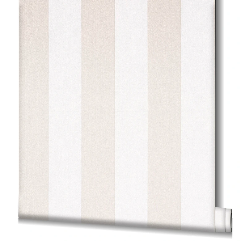 Papier peint à rayures intissé Novamur Yvi blanc, blanc, beige 