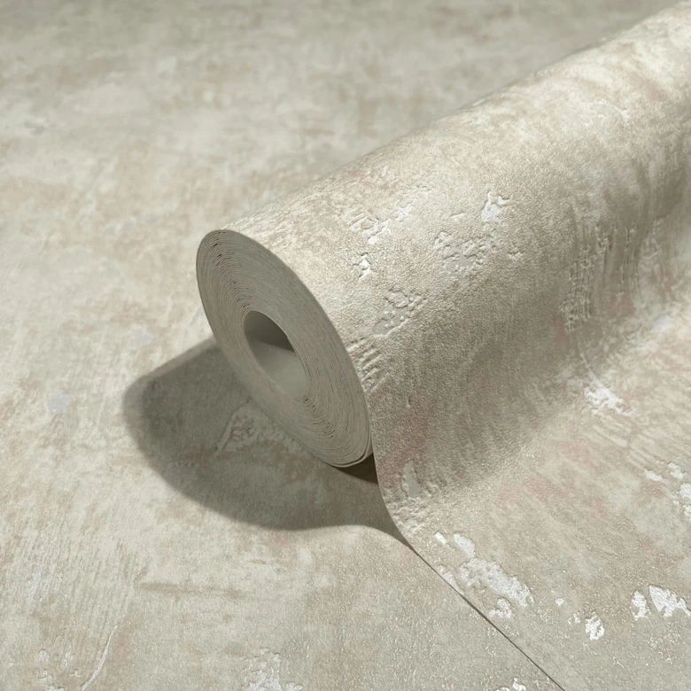 Vliestapete in glänzender Betonoptik beige Struktur 
