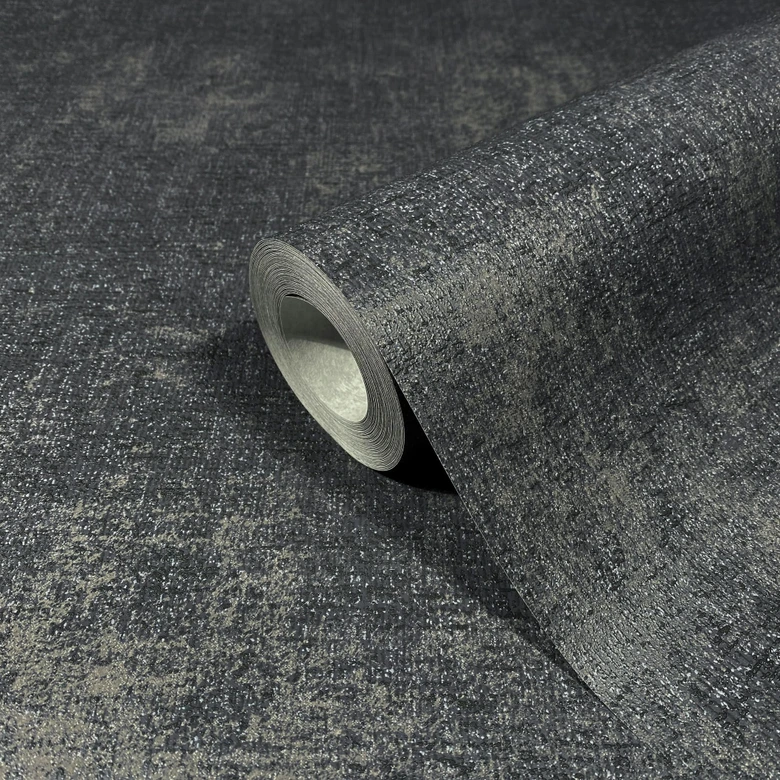 Effen behang, vliesbehang Novamur Jackie zwart 