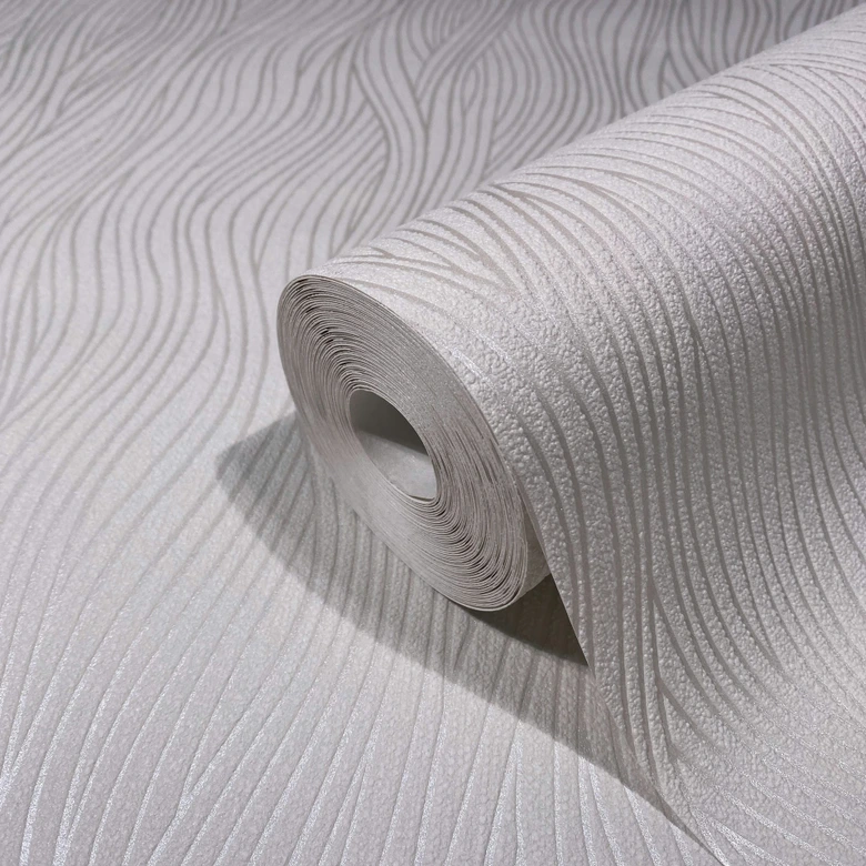 Vliestapete in 3D-Streifenoptik beige Streifen 