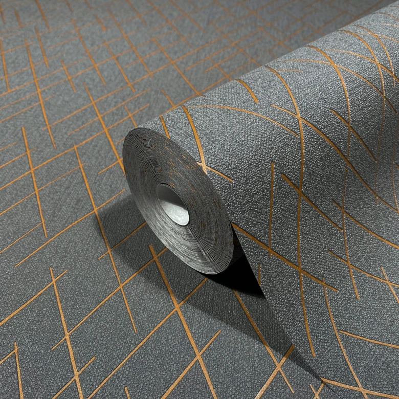 Vliestapete mit geometrischen Rauten anthrazit Grafisch 