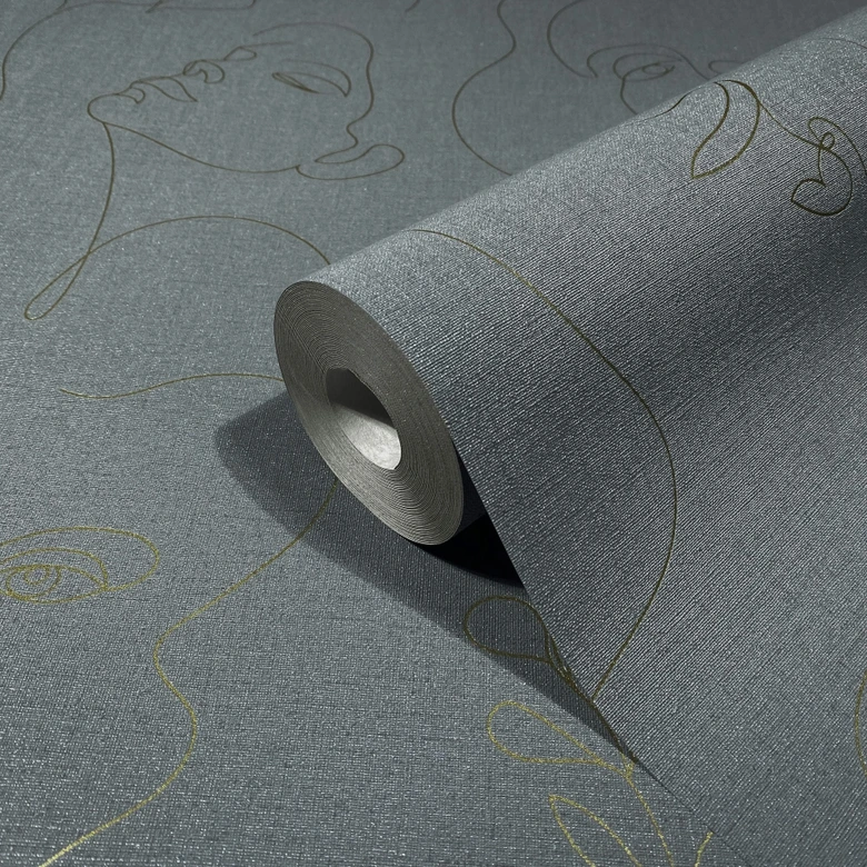 Papier peint de charme, revêtement intissé Novamur Kylie anthracite 