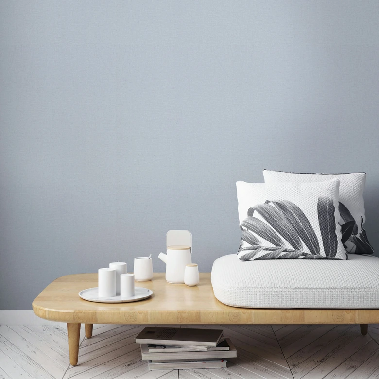 Vliestapete Strukturiert Uni Modern matt in Blau Grau 