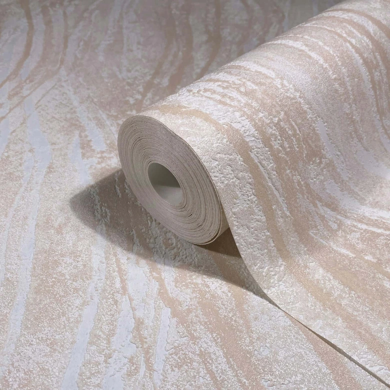 Tapeta z włókniny beton, fale grafika nowoczesna w kolorze beżowym 