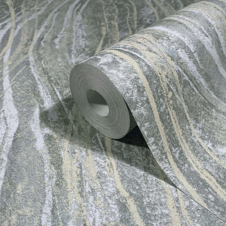 Vliestapete Beton, Wellen Grafisch Modern in Grau 