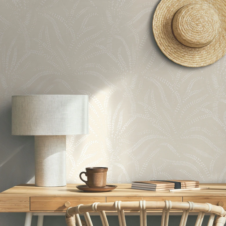 Vliestapete Blätter, Ranken Floral Natur in Beige 