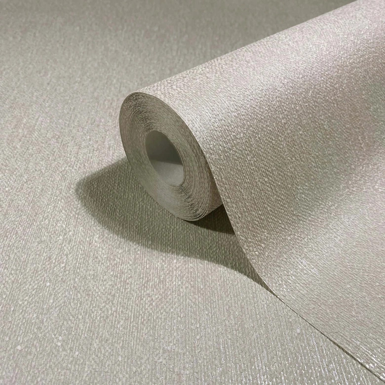 Non-woven wallpaper plain, textile plain classic in beige 