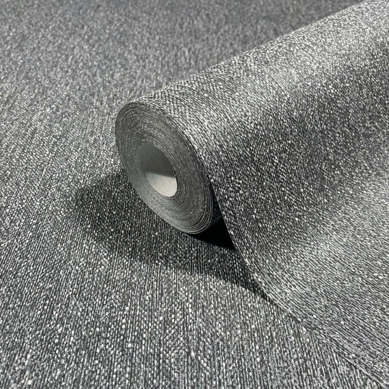 Vliestapete Uni, Textil Uni Klassisch in Schwarz 