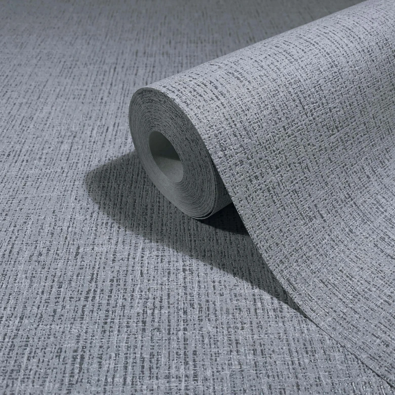 Vliestapete Uni, Textil Uni Modern in Grau 