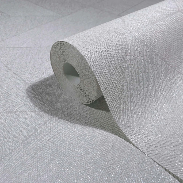 Papier peint intissé triangles, graphique géométrique en blanc 