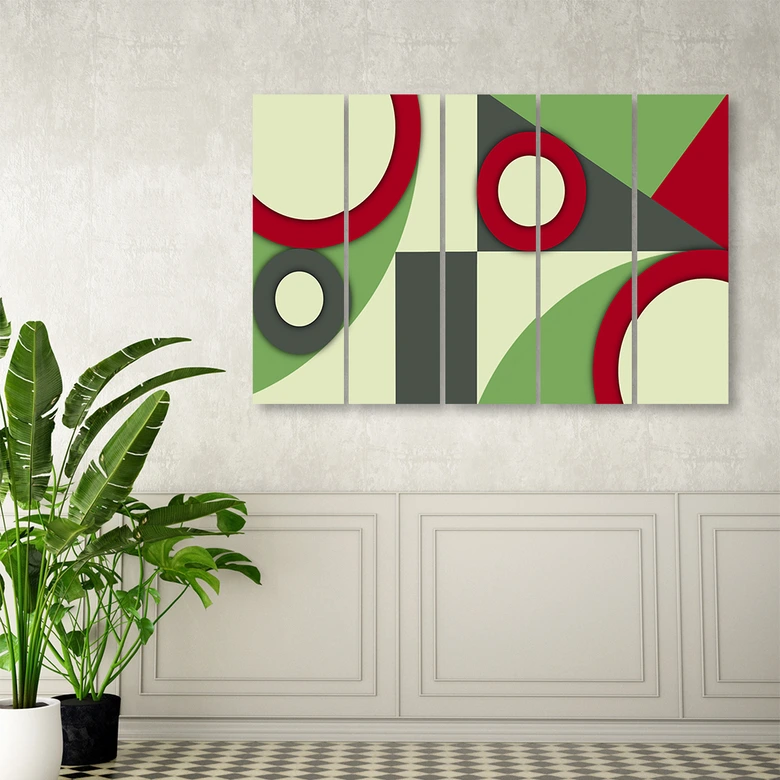 Leinwandbild 5 teilig, Geometrische Abstraktionsformen 