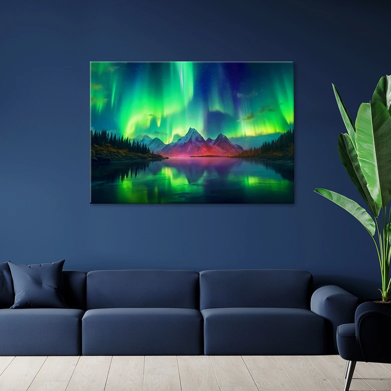 Canvas Schilderij, Groene lucht landschap 