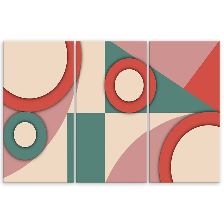 Leinwandbild 3 teilig, Geometrische Abstraktionsformen 