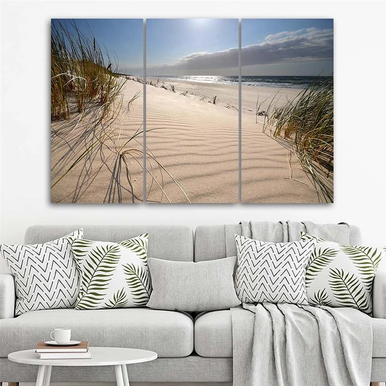 Leinwandbild 3-teilig, Dünenstrand Meer 