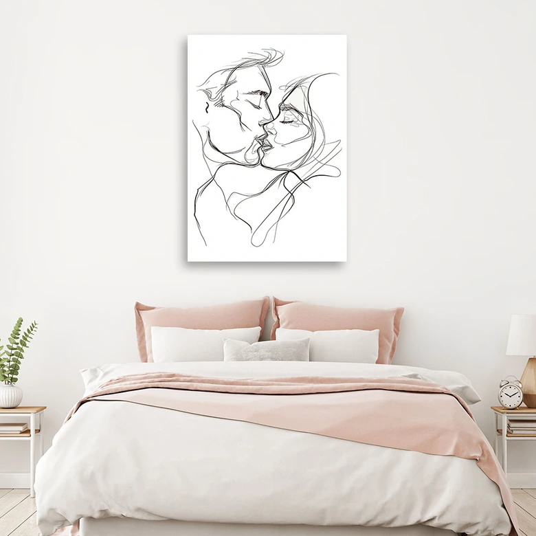 Canvasbillede, kys sort og hvid 