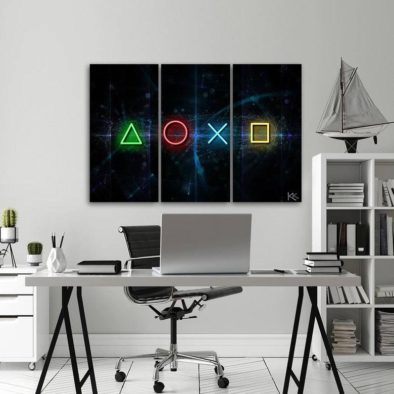 Leinwandbild 3 teilig, Tasten für den Controller 