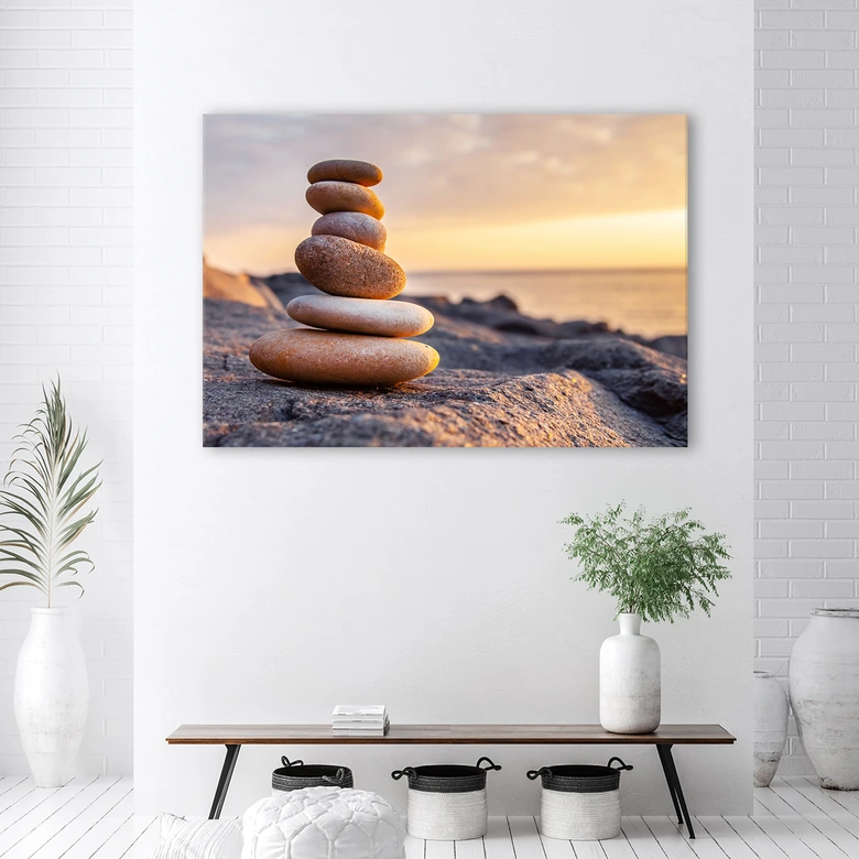 Leinwandbild, Steine Zen Strand Meer 