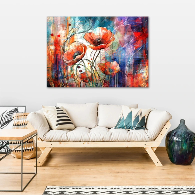 Canvasbillede, Abstrakte valmuer 