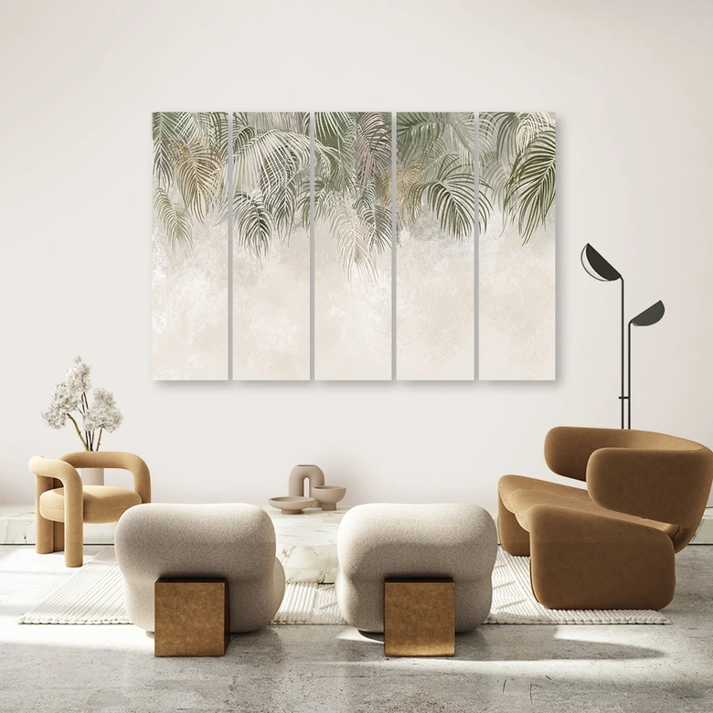 Leinwandbild 5 teilig, Palmenblätter 