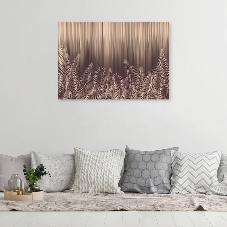 Leinwandbild, Exotische 3D Palmblätter 