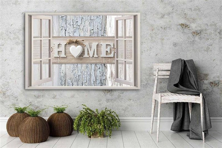 Canvasbillede, vindue Hjem Shabby Chic 