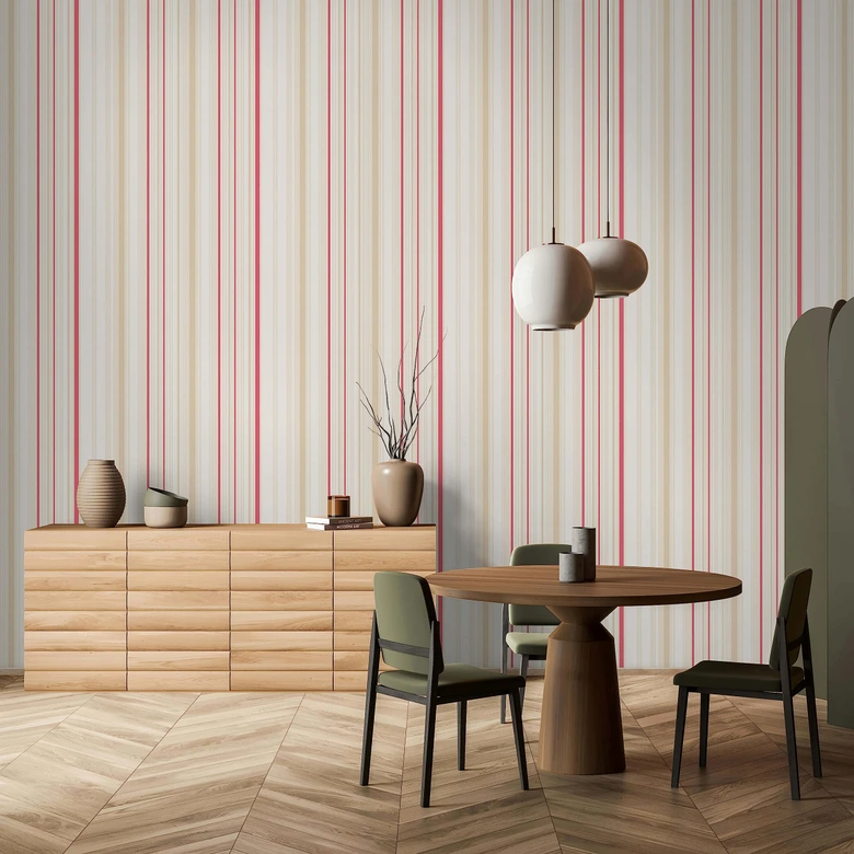 Vliestapete Streifen Modern, Klassisch, Romantisch in Beige  