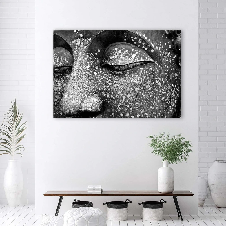Leinwandbild, Buddha Grau Asien 