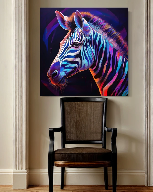 Leinwandbild Zebra Tiere Farbig 