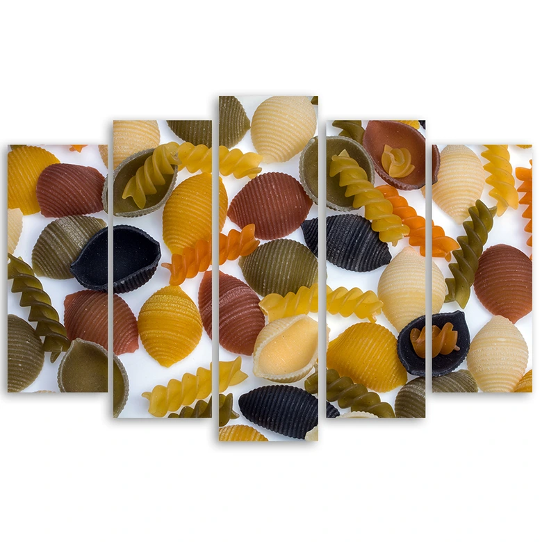 Leinwandbild 5 teilig, Pasta Essen 