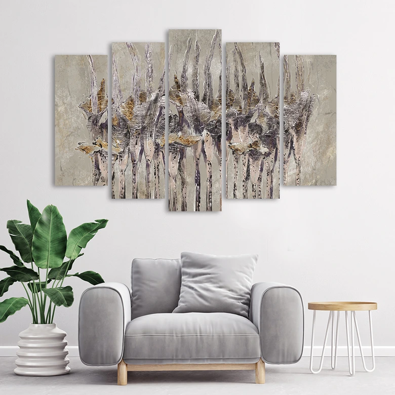 Leinwandbild 5 teilig, Pflanzen Blumen Simnitło 