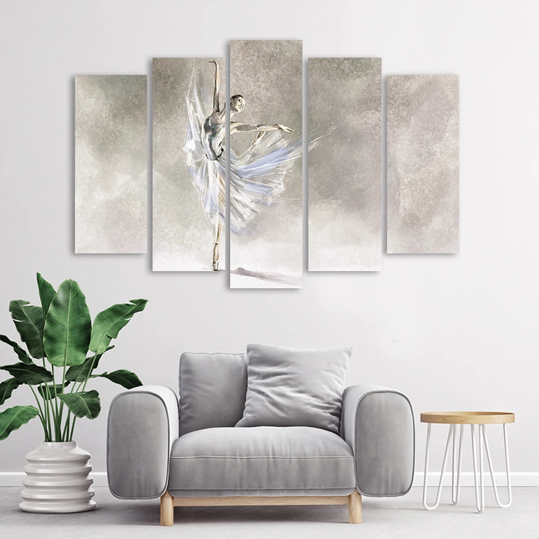 Leinwandbild 5 teilig, Ballerina Pirouet 